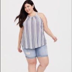 Torrid White and Blue Stripe Goddess Tank Size 2=2X